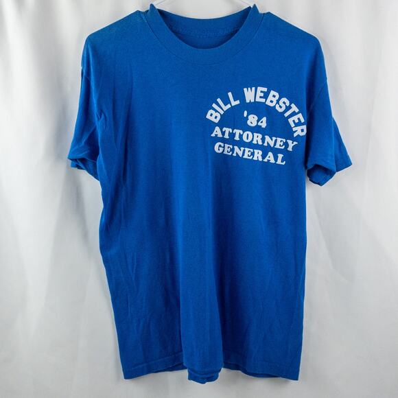 Bill Webster Vintage Political Blue Single Stitch Tee Shirt Mens Small - Picture 1 of 15